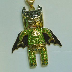 Betsey Johnson Green Batman Rhinestone Necklace
